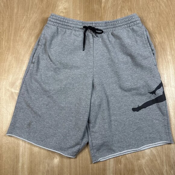 Nike Air Jordan Big Jumpman Sweat Shorts- Mens Size Medium Gray Cotton Pockets - Picture 1 of 5